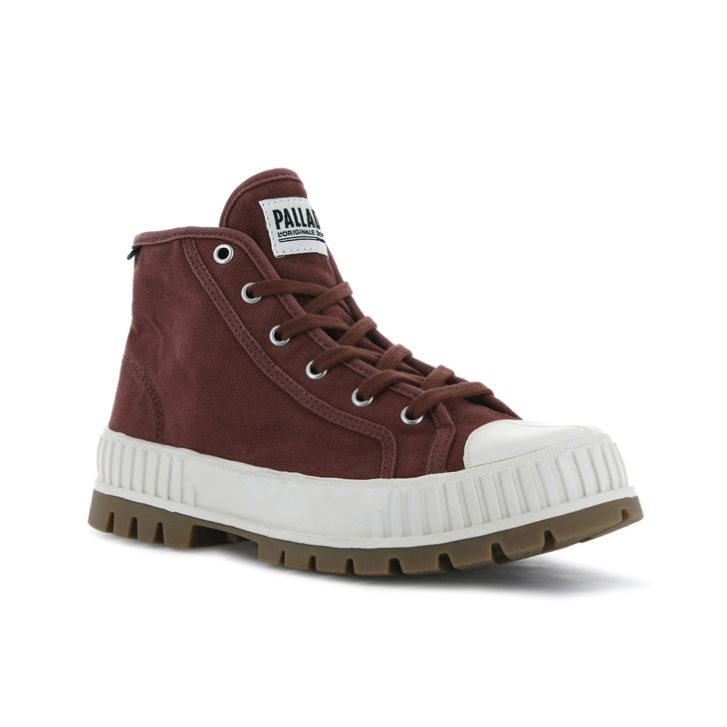 Burgundy Palladium Pallashock Mid OG High Tops Women's Sneakers | ZA-193IVXQ