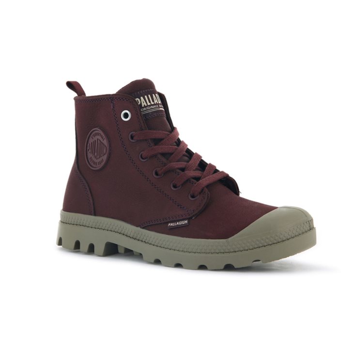 Burgundy Palladium Pampa Hi Zip SL Women's Boots | ZA-529QZRL