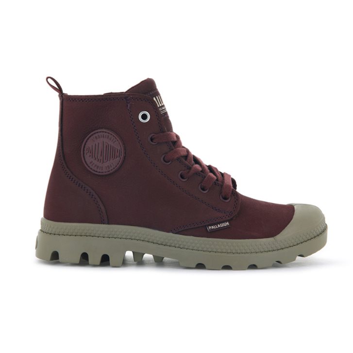 Burgundy Palladium Pampa Hi Zip SL Women\'s Boots | ZA-529QZRL