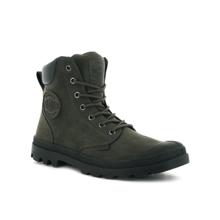 Dark Brown Palladium Pampa Cuff WP LUX Men's Boots | ZA-749WPTI