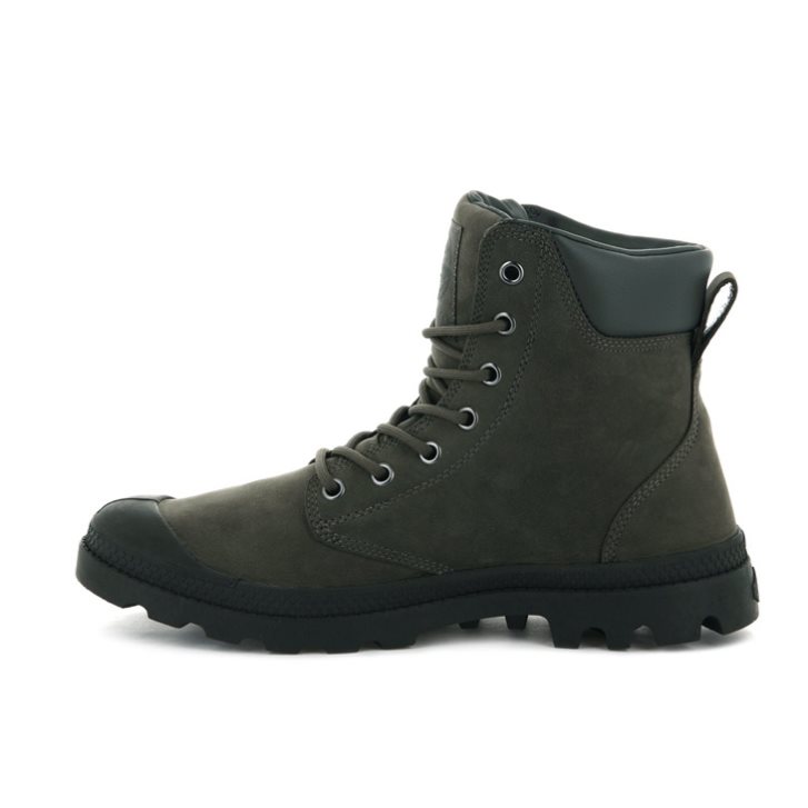 Dark Brown Palladium Pampa Cuff WP LUX Men's Boots | ZA-749WPTI