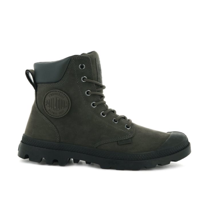 Dark Brown Palladium Pampa Cuff WP LUX Men\'s Boots | ZA-749WPTI