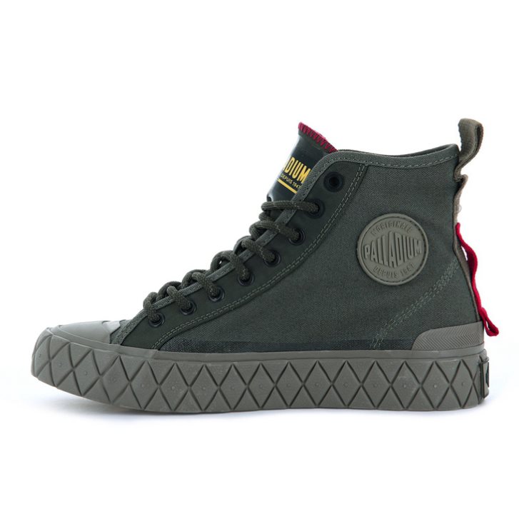 Green Palladium Palla Ace Supply Mid High Tops Women's Sneakers | ZA-325IZQG