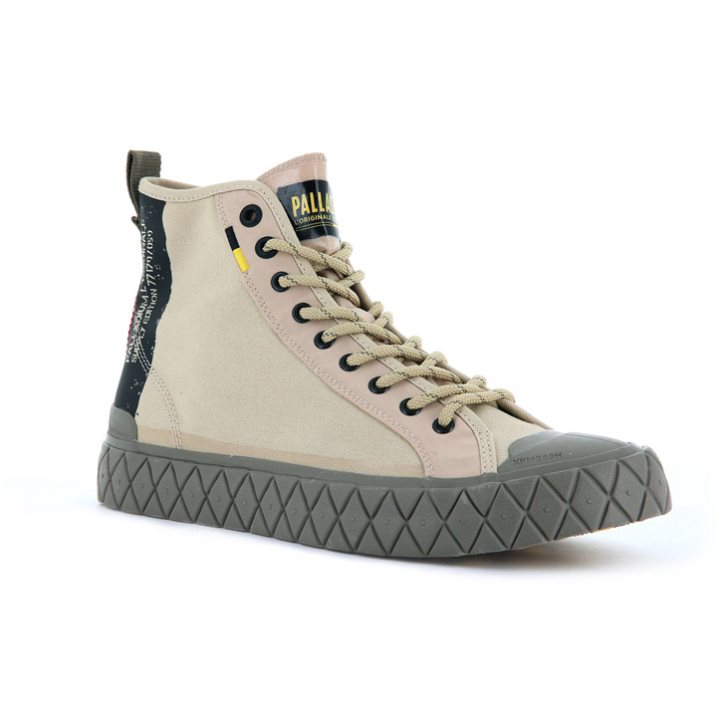 Khaki Palladium Palla Ace Supply Mid High Tops Men's Sneakers | ZA-932CAOP