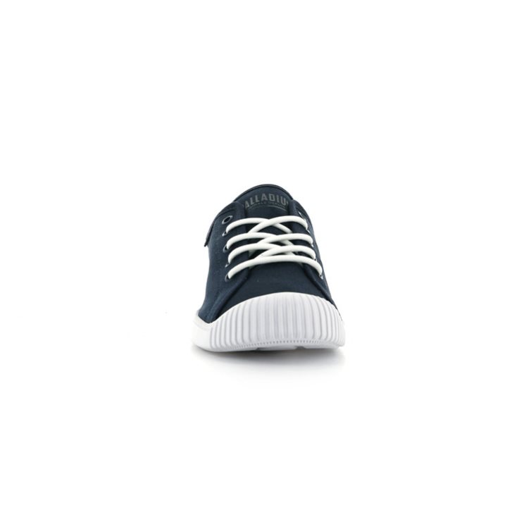 Navy Palladium Easy Lace Canvas Low Tops Women's Sneakers | ZA-516QGKD