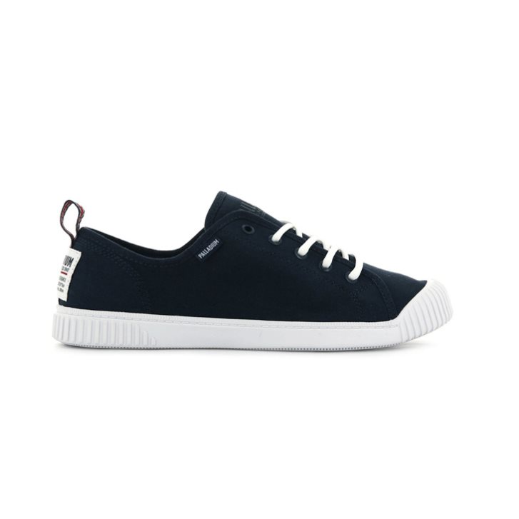 Navy Palladium Easy Lace Canvas Low Tops Women\'s Sneakers | ZA-516QGKD