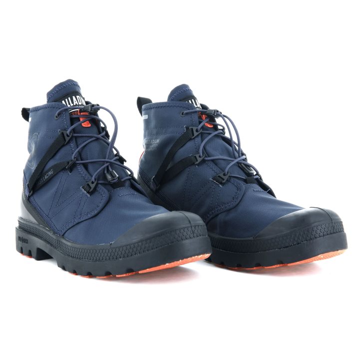 Navy Palladium Pampa Travel Lite+ Waterproof Women's Boots | ZA-037UIPT