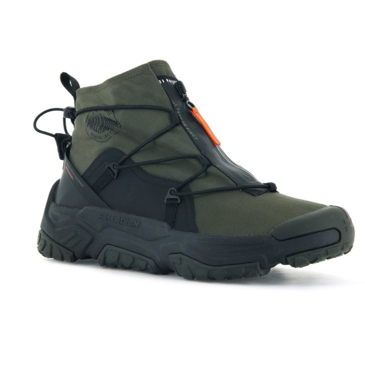 Olive Palladium Off-grid Hi Zip Waterproof + Men's Sneakers | ZA-971UOZM
