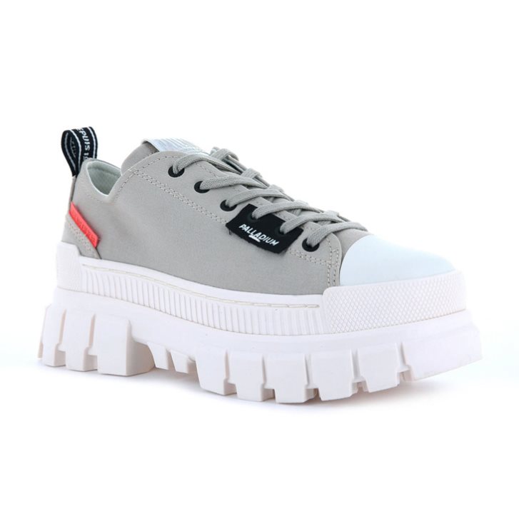 White / Grey Palladium Revolt LO TX Women's Platform Shoes | ZA-596EOZY