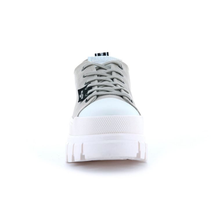 White / Grey Palladium Revolt LO TX Women's Platform Shoes | ZA-596EOZY