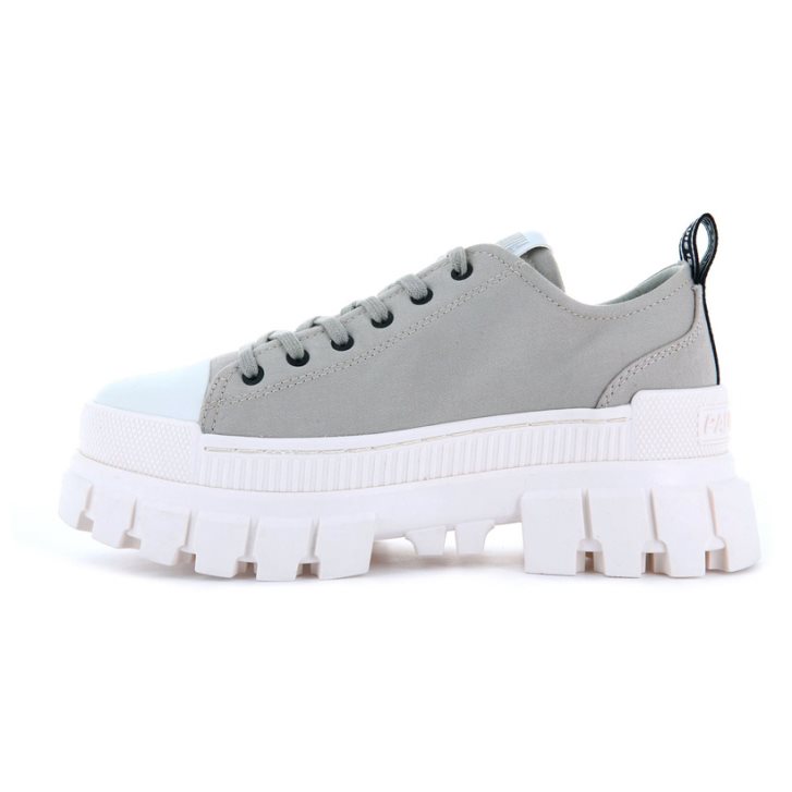 White / Grey Palladium Revolt LO TX Women's Platform Shoes | ZA-596EOZY