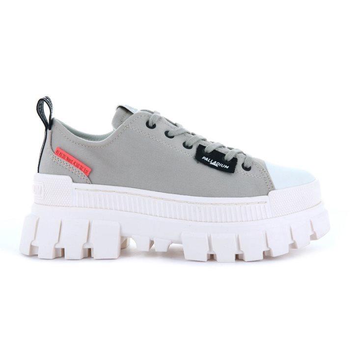 White / Grey Palladium Revolt LO TX Women\'s Platform Shoes | ZA-596EOZY