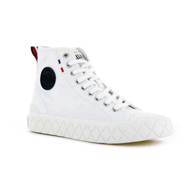 White Palladium Palla Ace Canvas High Tops Men's Sneakers | ZA-783ZVTQ