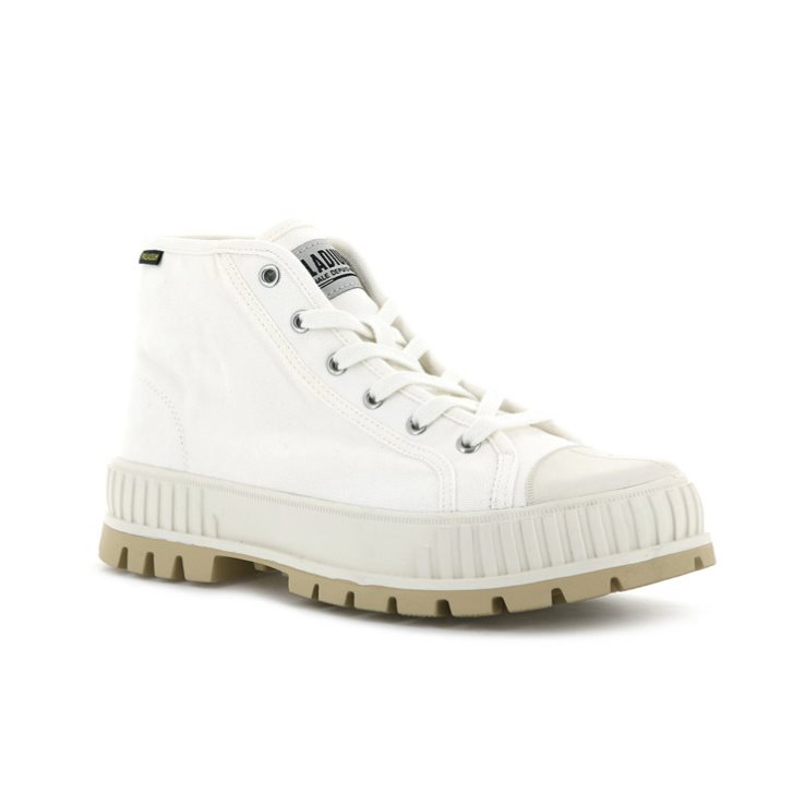 White Palladium Pallashock Mid OG High Tops Women's Sneakers | ZA-763ISHO