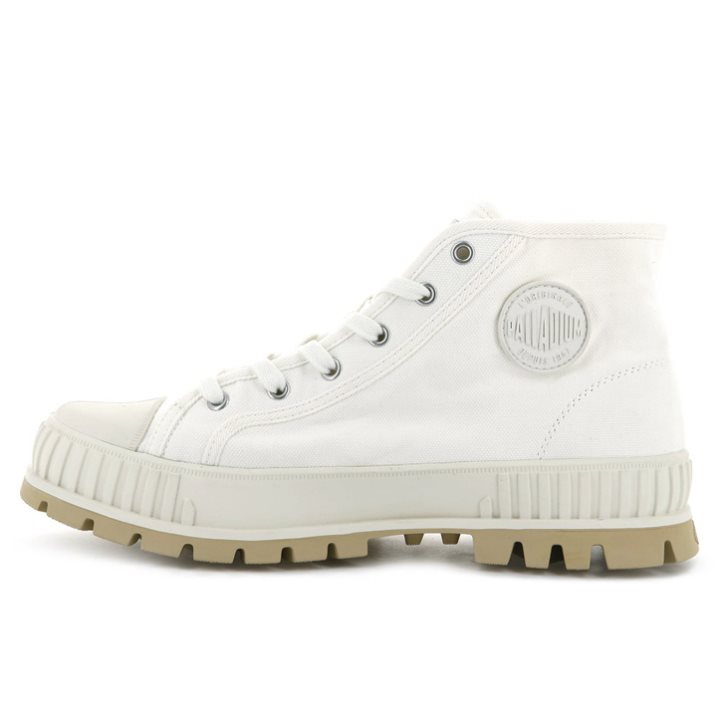 White Palladium Pallashock Mid OG High Tops Women's Sneakers | ZA-763ISHO