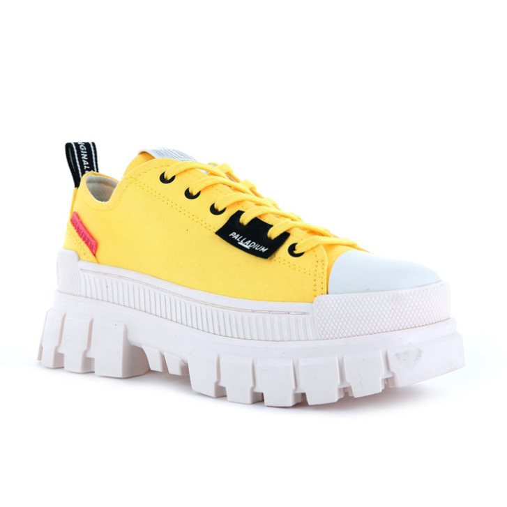 White / Yellow Palladium Revolt LO TX Women's Platform Shoes | ZA-520XKSO