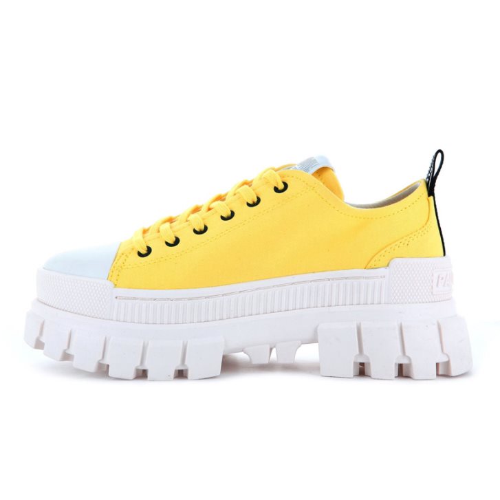 White / Yellow Palladium Revolt LO TX Women's Platform Shoes | ZA-520XKSO