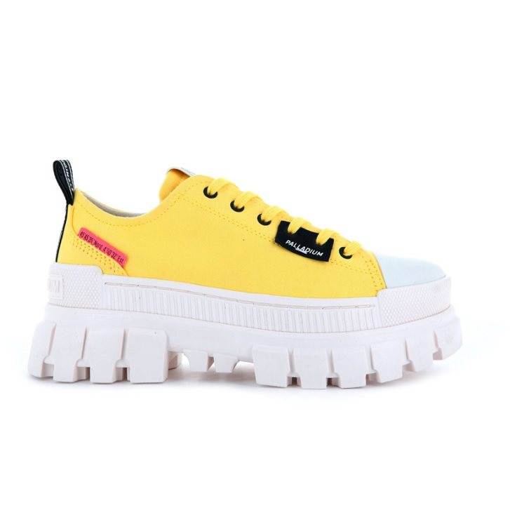 White / Yellow Palladium Revolt LO TX Women\'s Platform Shoes | ZA-520XKSO