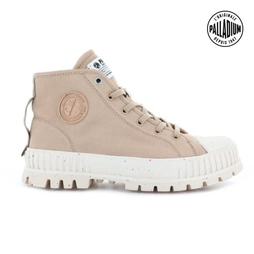 Beige Palladium Pallashock Mid Organic Women's Boots | ZA-693OJCX