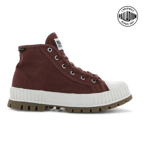 Burgundy Palladium Pallashock Mid OG Men's Boots | ZA-376QRYL