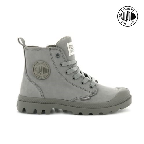 Grey Palladium Pampa Hi Zip Nubuck Women's Boots | ZA-526ROBV
