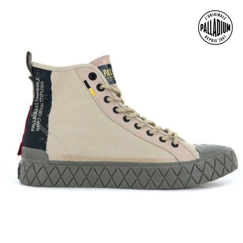 Khaki Palladium Palla Ace Supply Mid High Tops Men's Sneakers | ZA-932CAOP