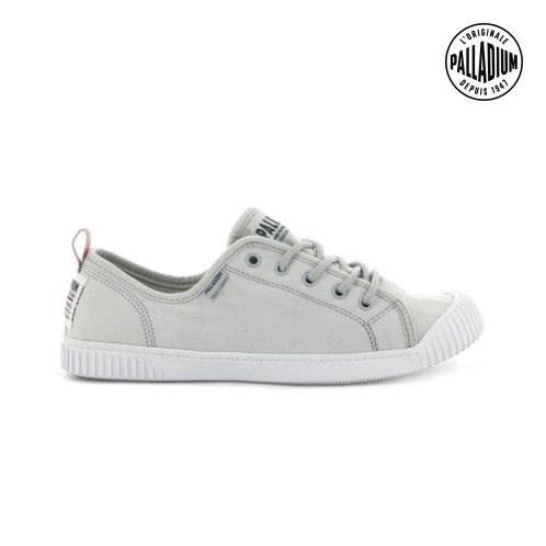 Light Grey Palladium Easy Lace Canvas Low Tops Women's Sneakers | ZA-768ZEKS