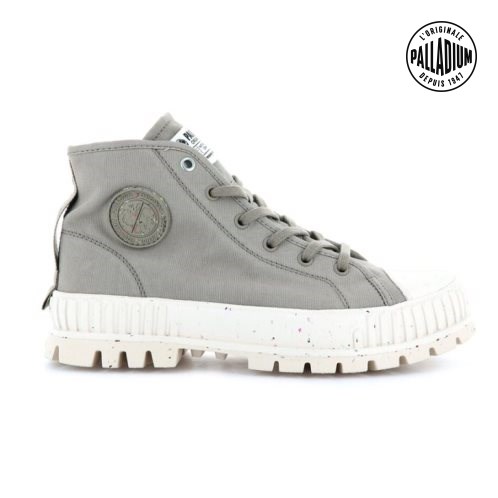Light Grey Palladium Pallashock Mid Organic Men's Boots | ZA-528WFRB