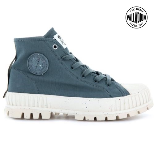 Navy Palladium Pallashock Mid Organic Women's Boots | ZA-938XUCO