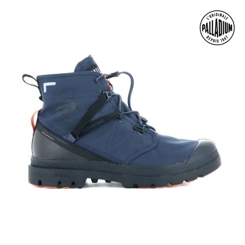 Navy Palladium Pampa Travel Lite+ Waterproof Men's Boots | ZA-236VSZL