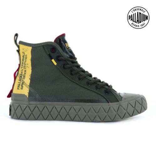 Olive Palladium Palla Ace Supply Mid High Tops Men's Sneakers | ZA-087PQIR