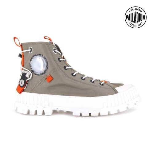 Olive Palladium Pallashock Mid Ticket To Earth Women's Boots | ZA-843EOLR