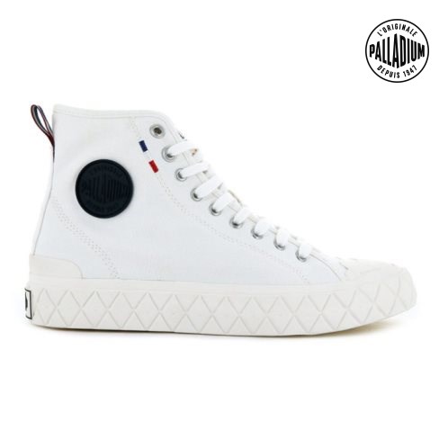White Palladium Palla Ace Canvas High Tops Women's Sneakers | ZA-078CVDS