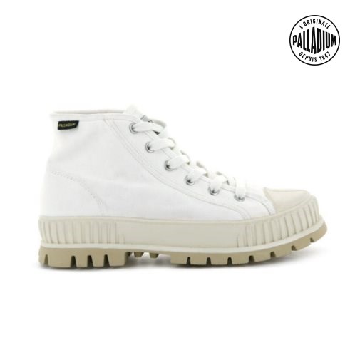 White Palladium Pallashock Mid OG High Tops Women's Sneakers | ZA-763ISHO