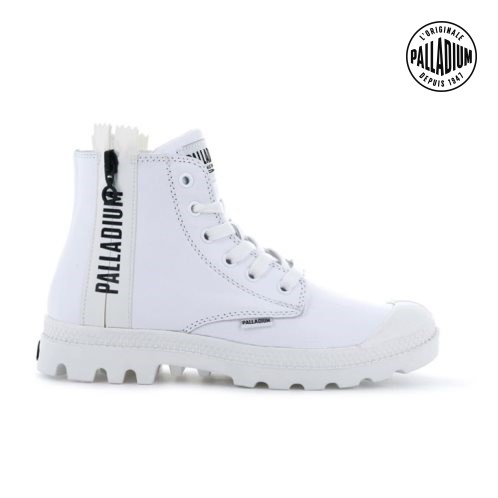 White Palladium Pampa Ubn Zips Leather Women's Boots | ZA-150EQBP